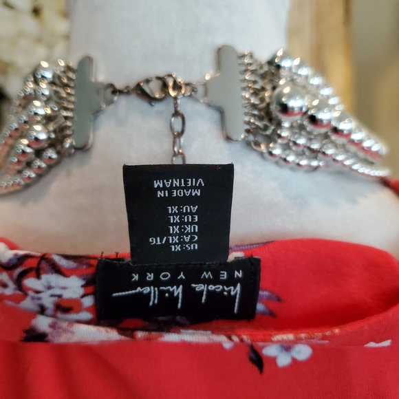 Nicole Miller Coral Red Floral Maxi. XL - Picture 8 of 9